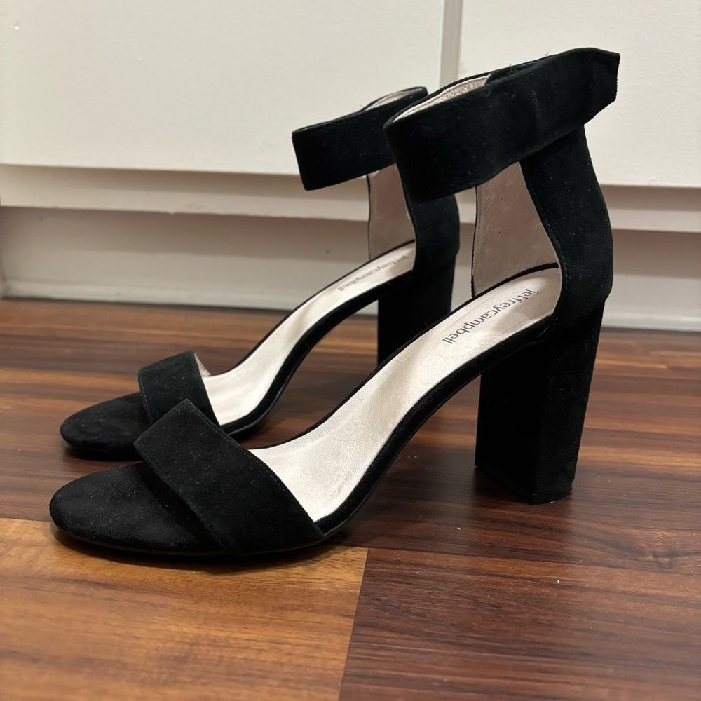 Jeffrey Campbell Sz 10 Lindsay Black Suede Open Toe Heels